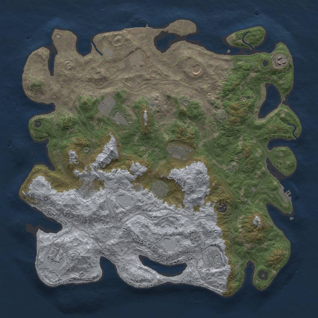 Rust Map: Procedural Map, Size: 4500, Seed: 694269, 19 Monuments