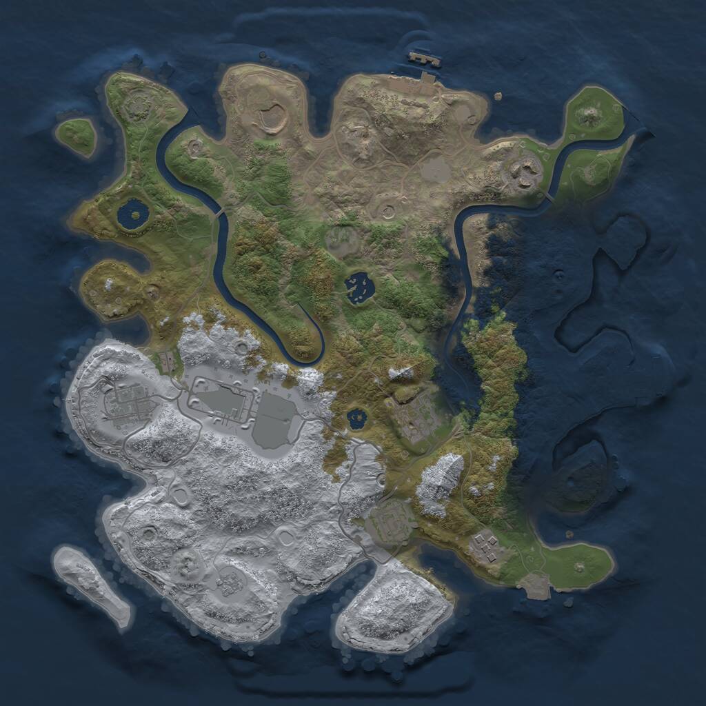 Rust Map: Procedural Map, Size: 3500, Seed: 123456808, 14 Monuments