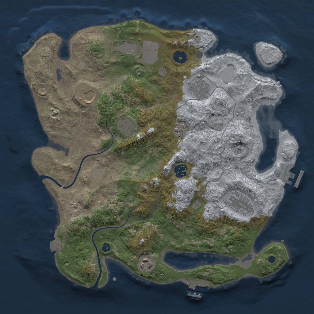 Rust Map: Procedural Map, Size: 3550, Seed: 17906542, 14 Monuments