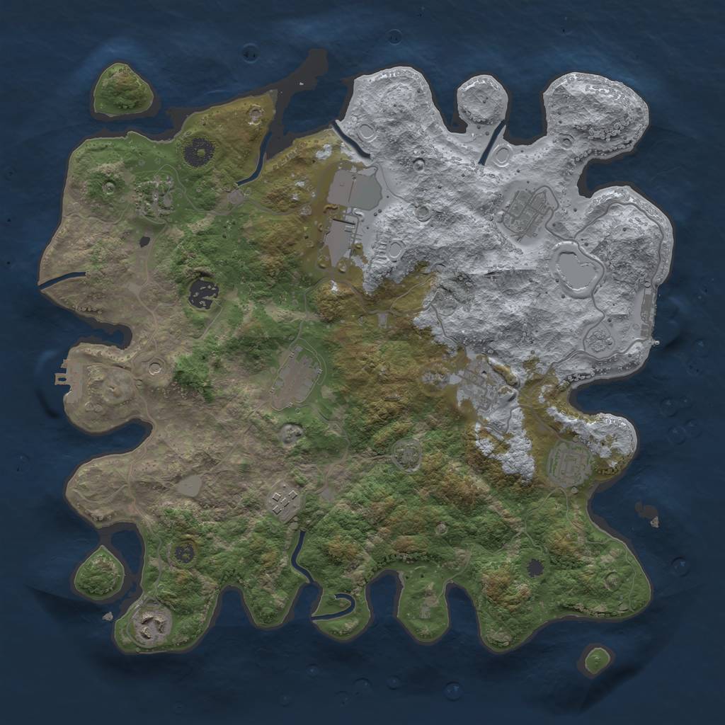 Rust Map: Procedural Map, Size: 3700, Seed: 38829640, 17 Monuments