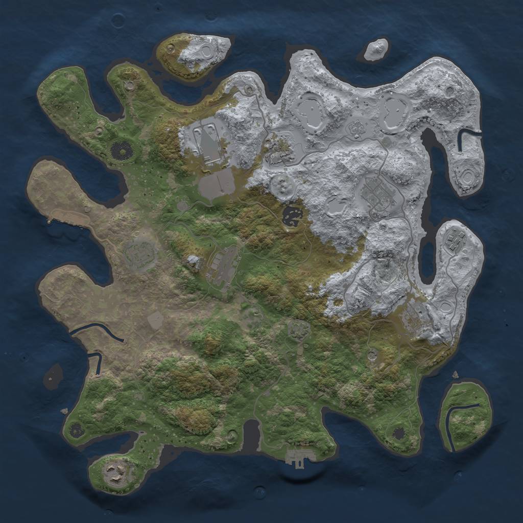 Rust Map: Procedural Map, Size: 3750, Seed: 11855490, 17 Monuments