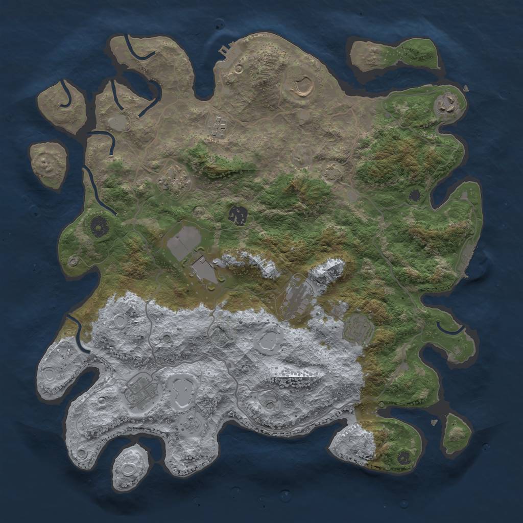 Rust Map: Procedural Map, Size: 4000, Seed: 54269423, 17 Monuments
