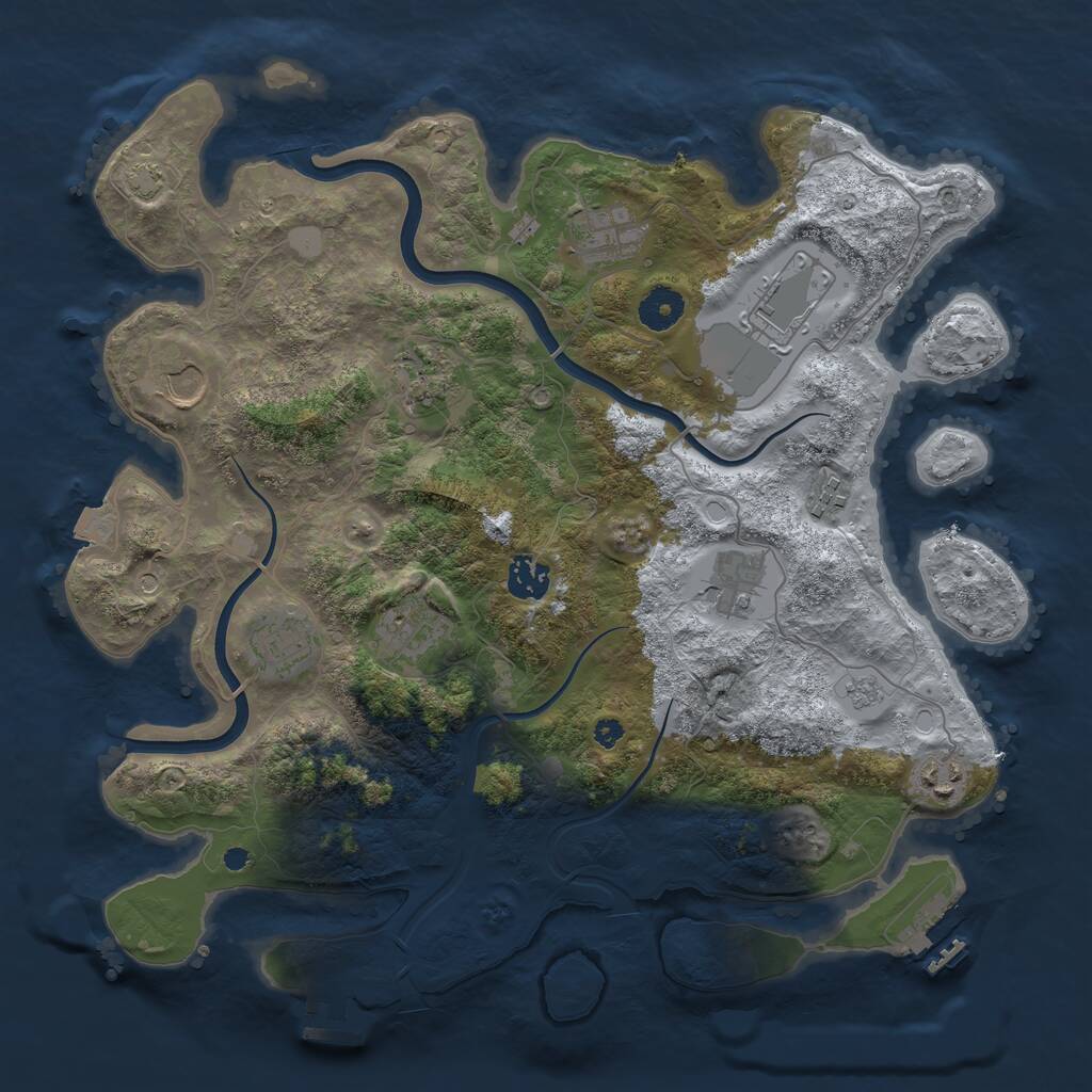 Rust Map: Procedural Map, Size: 3750, Seed: 89544504, 16 Monuments