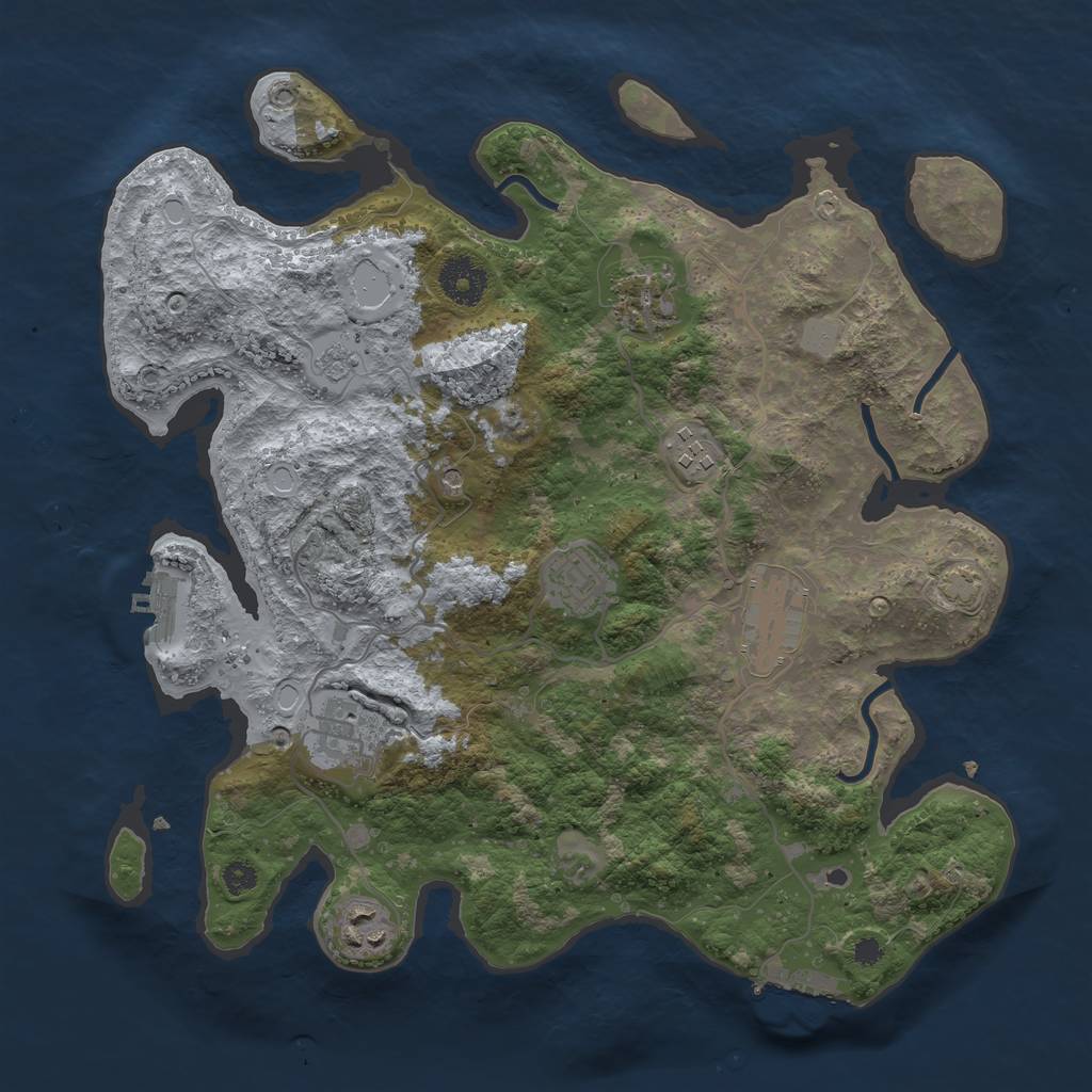 Rust Map: Procedural Map, Size: 3400, Seed: 47069417, 14 Monuments