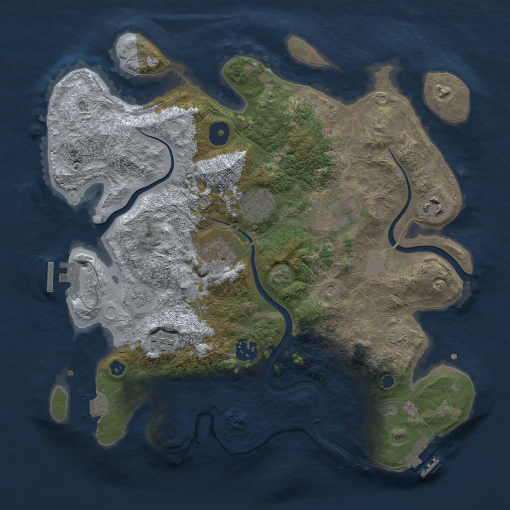 Rust Map: Procedural Map, Size: 3400, Seed: 47069417, 12 Monuments