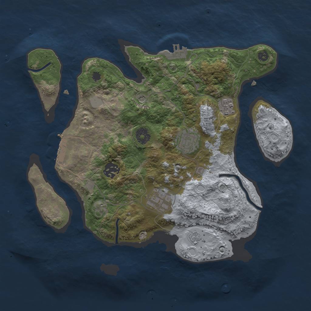 Rust Map: Procedural Map, Size: 3000, Seed: 640975970, 11 Monuments