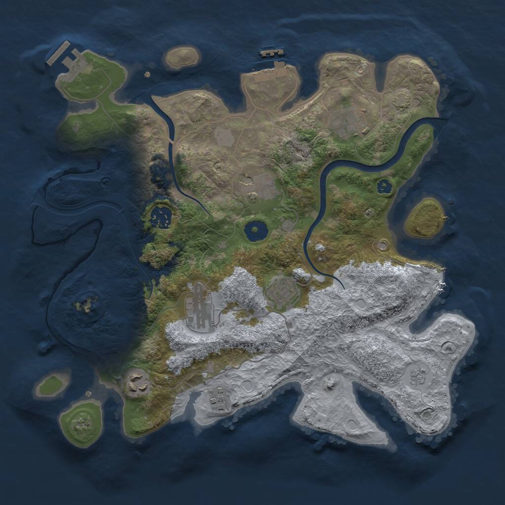 Rust Map: Procedural Map, Size: 3400, Seed: 88810606, 12 Monuments