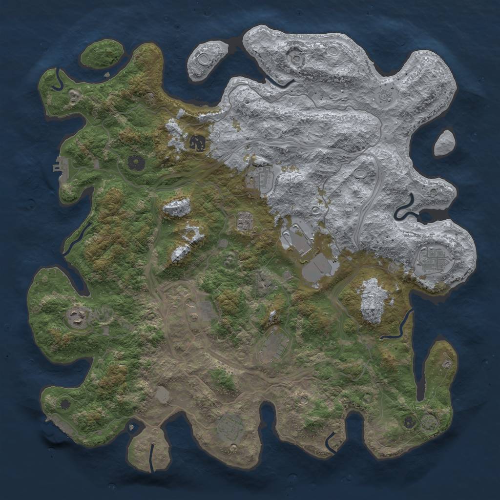 Rust Map: Procedural Map, Size: 4400, Seed: 35976421, 17 Monuments