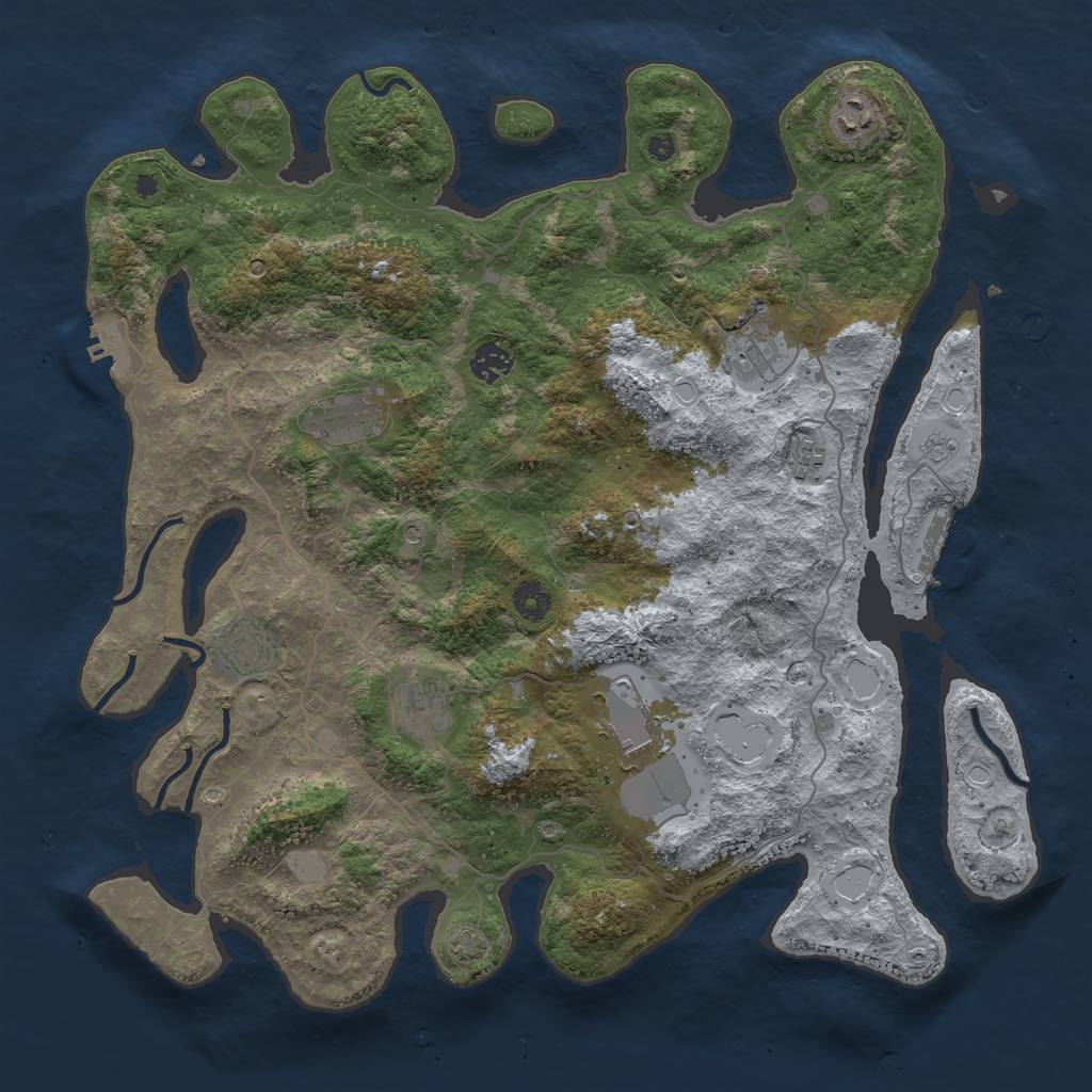Rust Map: Procedural Map, Size: 4100, Seed: 23719302, 16 Monuments
