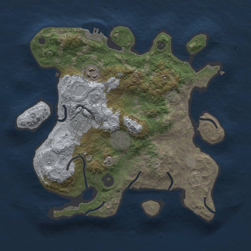 Rust Map: Procedural Map, Size: 3000, Seed: 1170326218, 9 Monuments