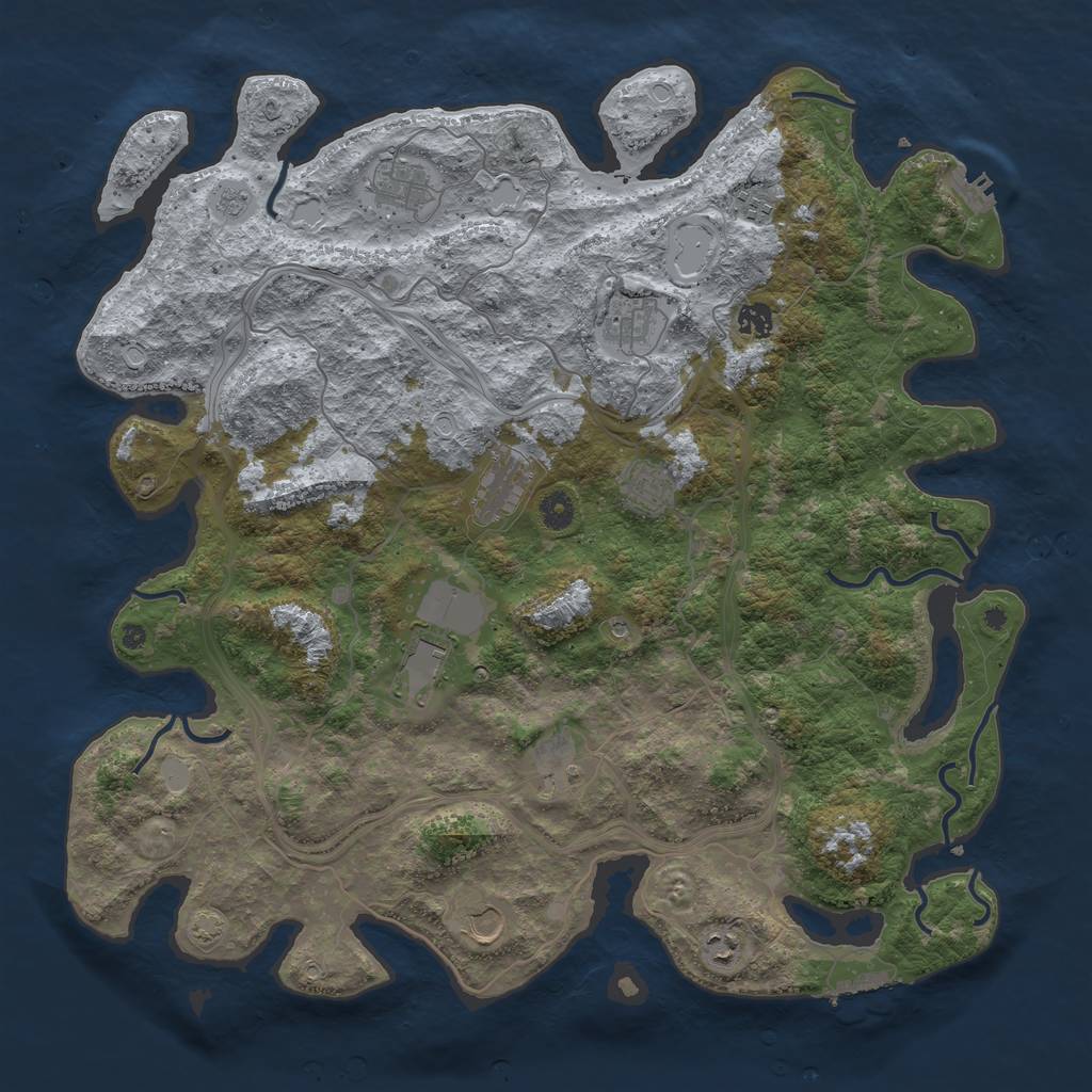 Rust Map: Procedural Map, Size: 4500, Seed: 345217038, 18 Monuments