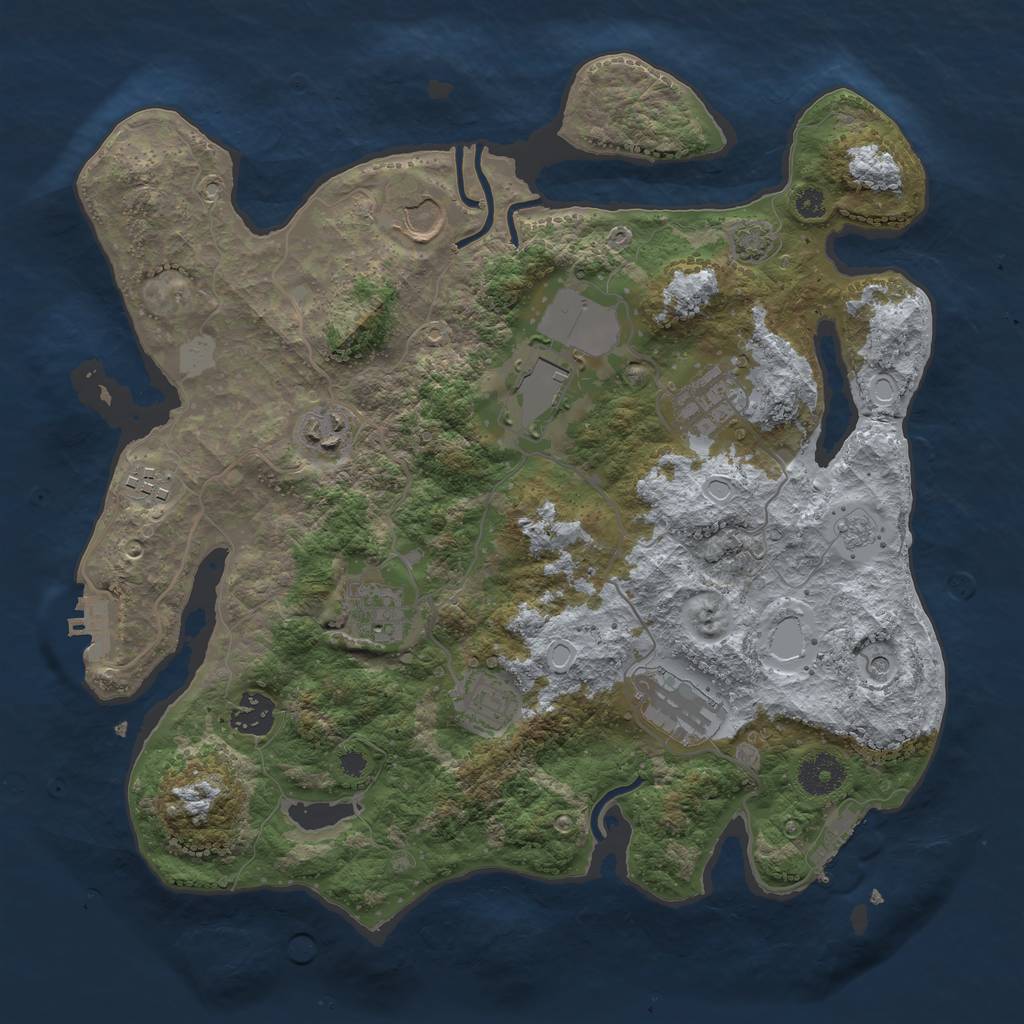 Rust Map: Procedural Map, Size: 3500, Seed: 32999988, 17 Monuments