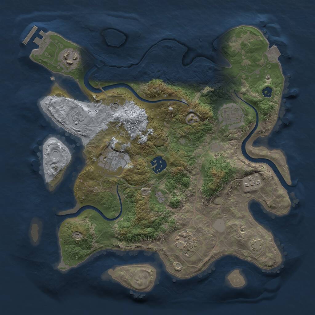 Rust Map: Procedural Map, Size: 3000, Seed: 32544, 11 Monuments