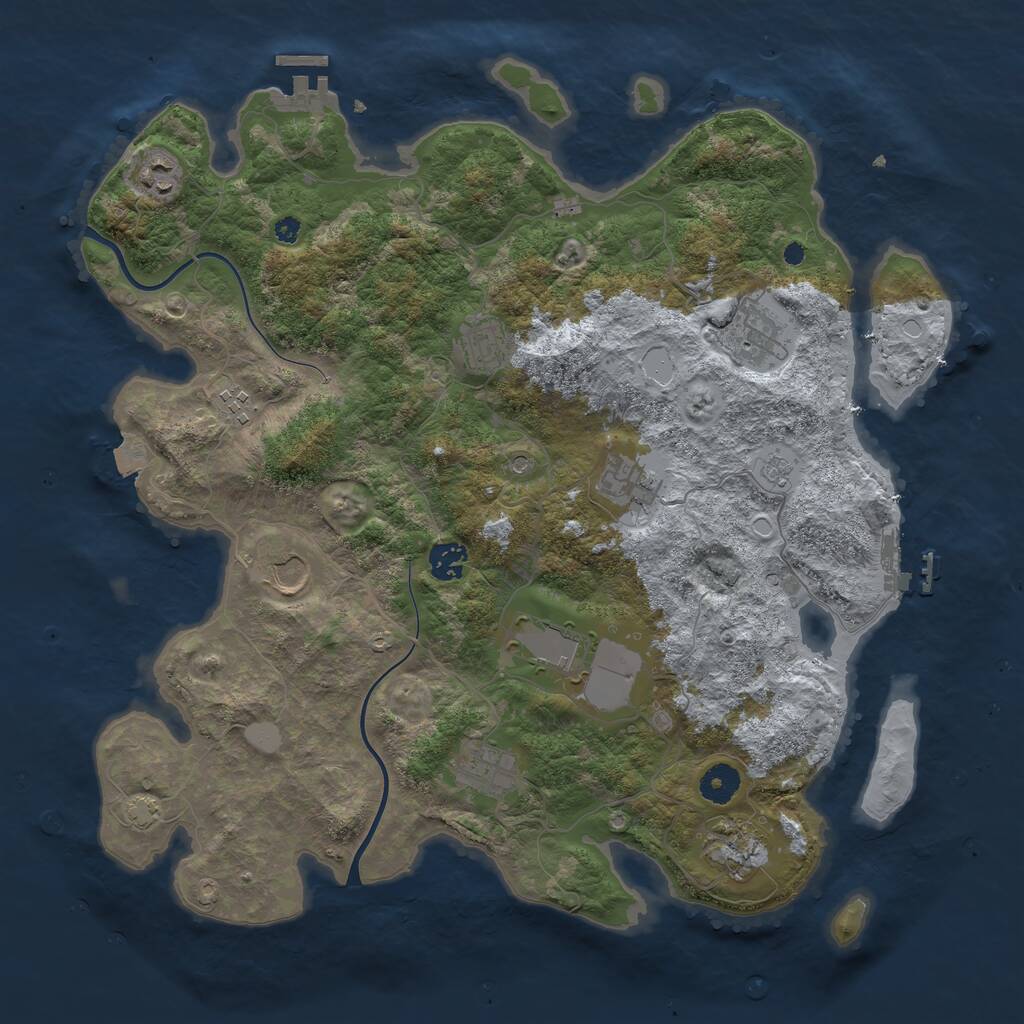 Rust Map: Procedural Map, Size: 3950, Seed: 67927138, 16 Monuments