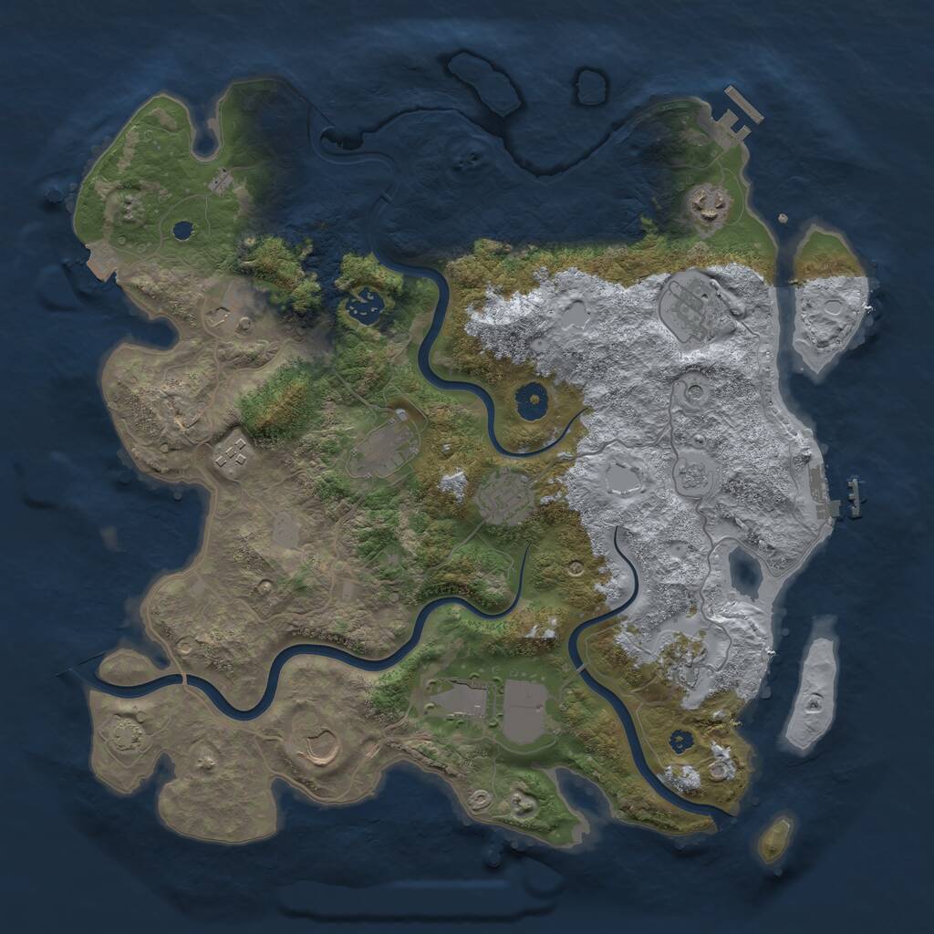 Rust Map: Procedural Map, Size: 3950, Seed: 67927138, 16 Monuments