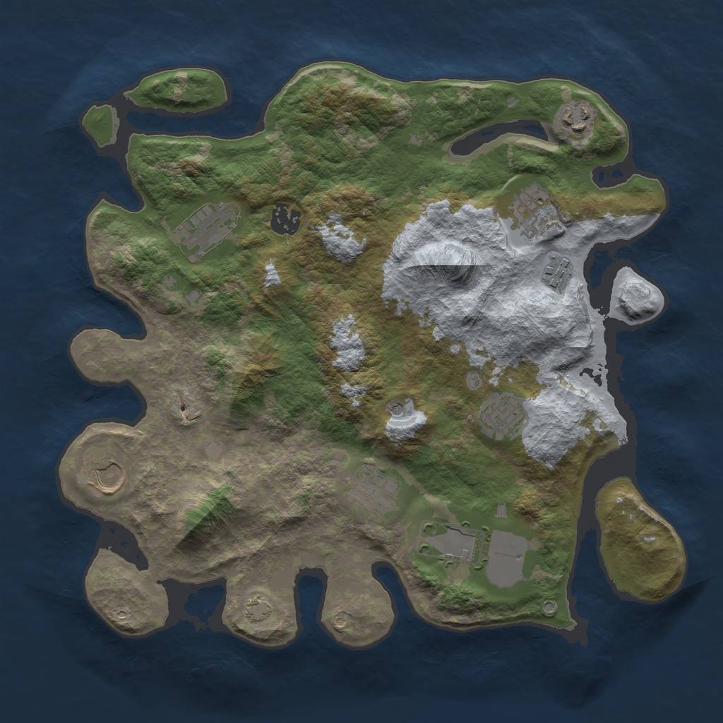 Rust Map: Barren, Size: 3500, Seed: 41783961, 13 Monuments