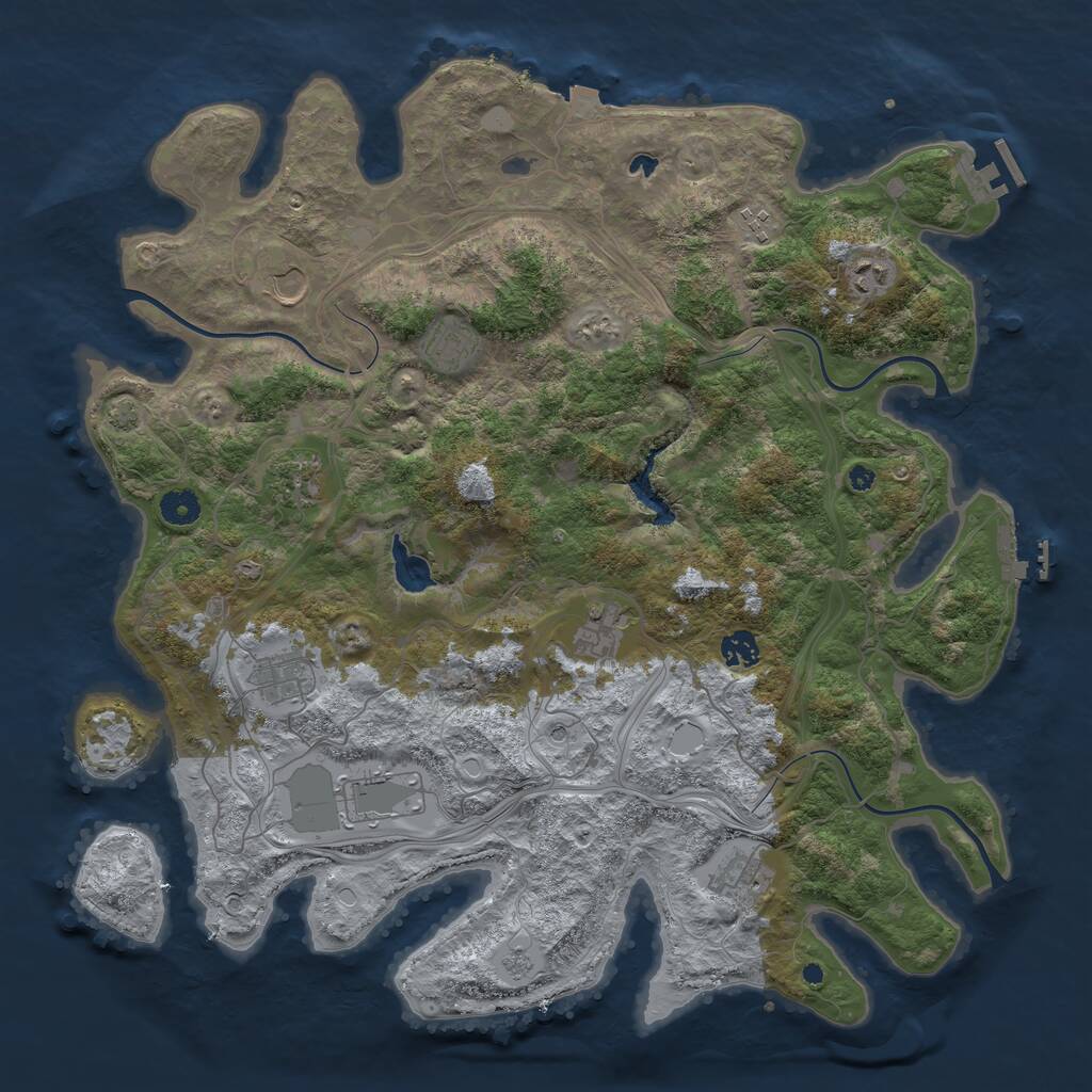 Rust Map: Procedural Map, Size: 4300, Seed: 65429926, 16 Monuments