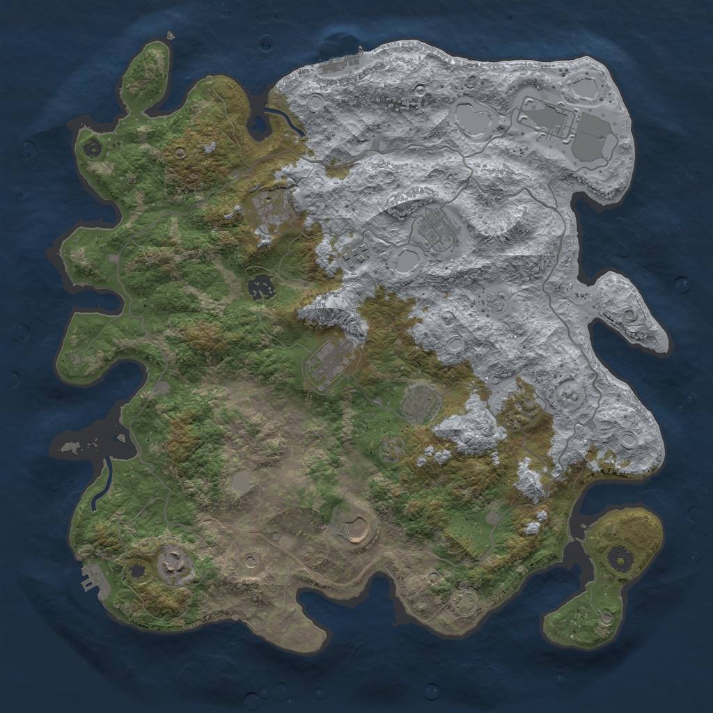 Rust Map: Procedural Map, Size: 4100, Seed: 42808527, 18 Monuments