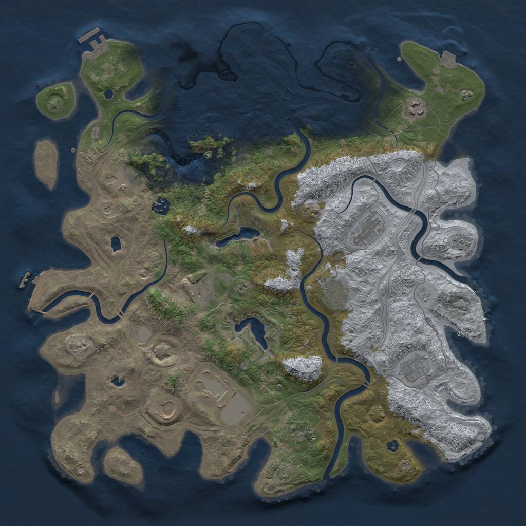 Rust Map: Procedural Map, Size: 4500, Seed: 1596959045, 17 Monuments