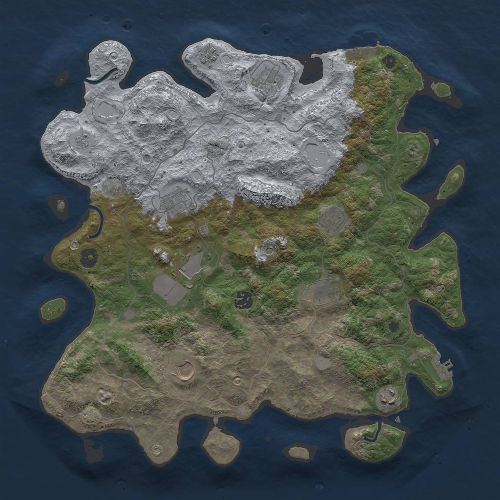 Rust Map: Procedural Map, Size: 4000, Seed: 73996099, 17 Monuments