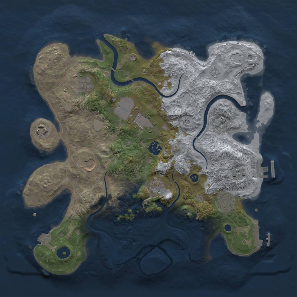Rust Map: Procedural Map, Size: 3500, Seed: 1633165141, 14 Monuments