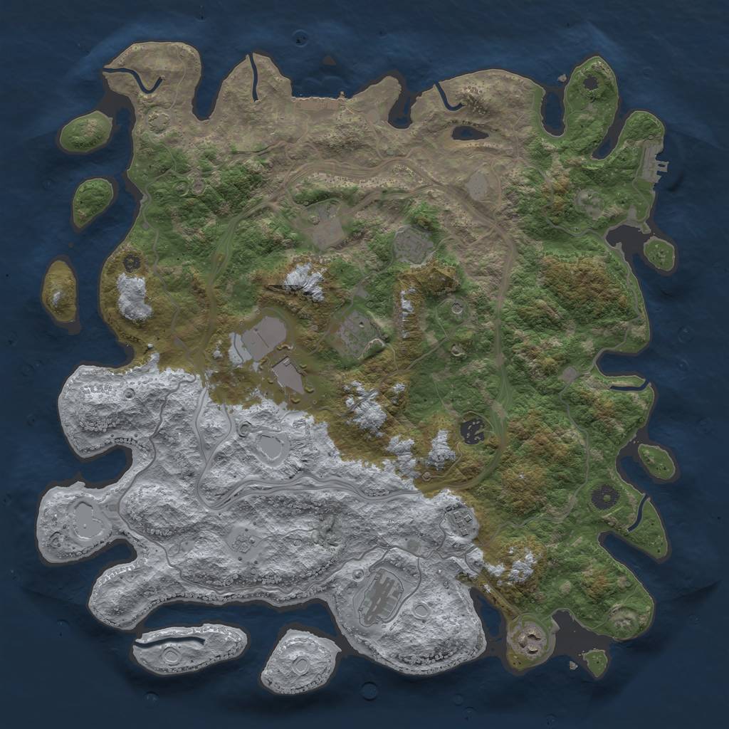 Rust Map: Procedural Map, Size: 4250, Seed: 363793433, 16 Monuments