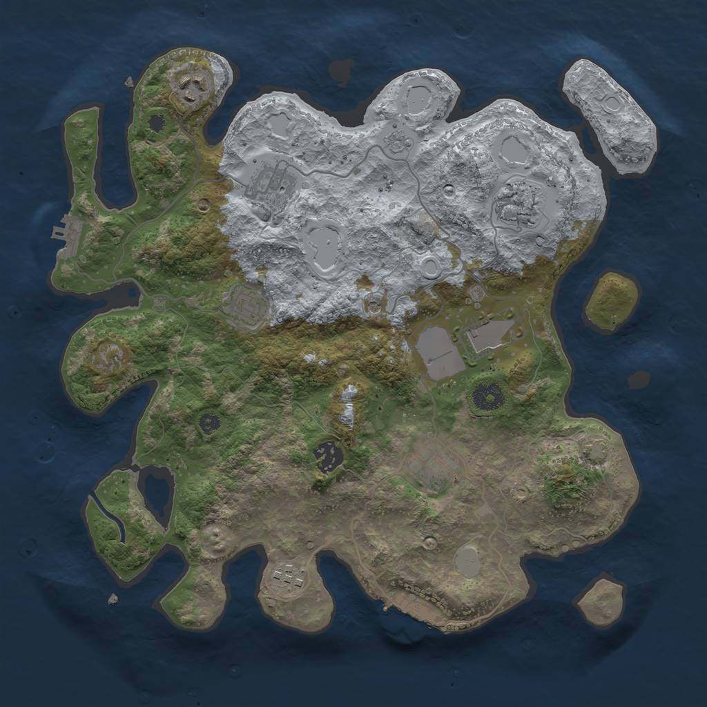 Rust Map: Procedural Map, Size: 3500, Seed: 1172677, 16 Monuments