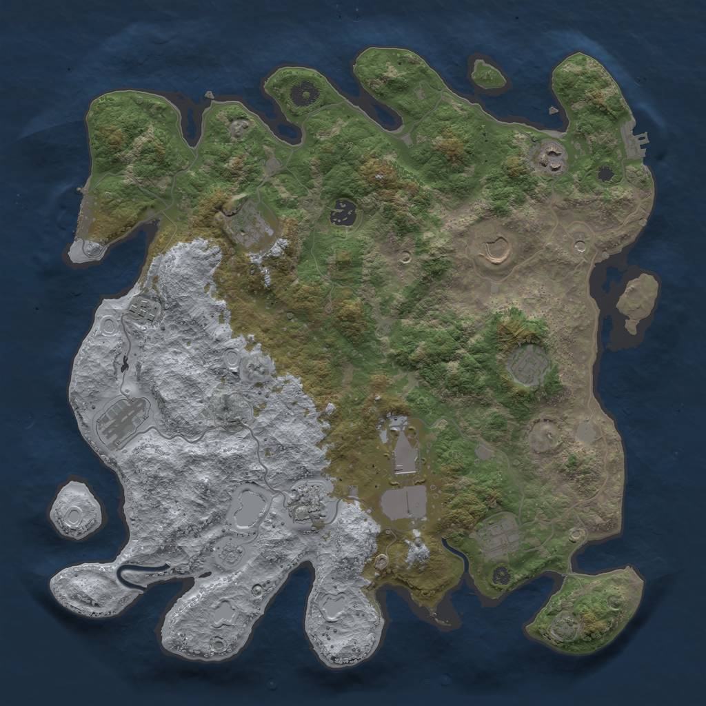 Rust Map: Procedural Map, Size: 3969, Seed: 2361, 18 Monuments