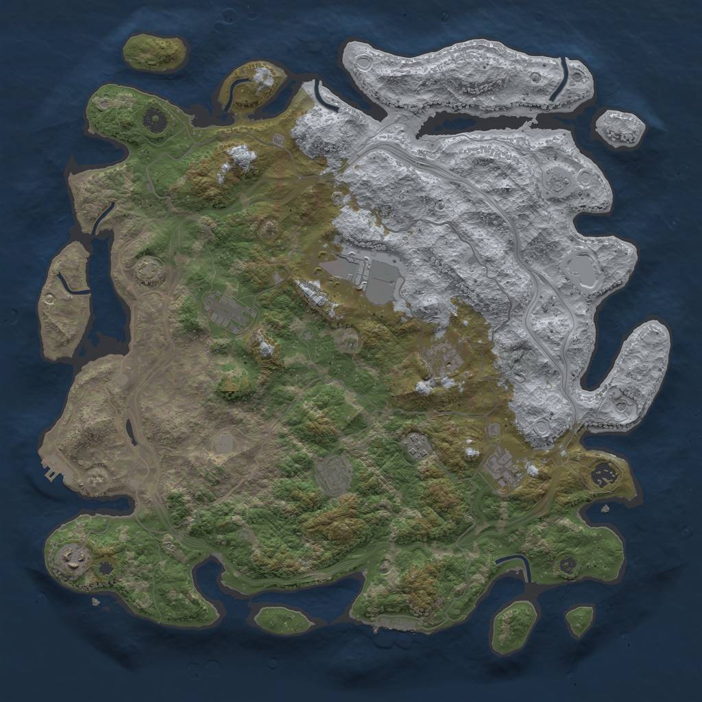Rust Map: Procedural Map, Size: 4337, Seed: 1234567890, 16 Monuments