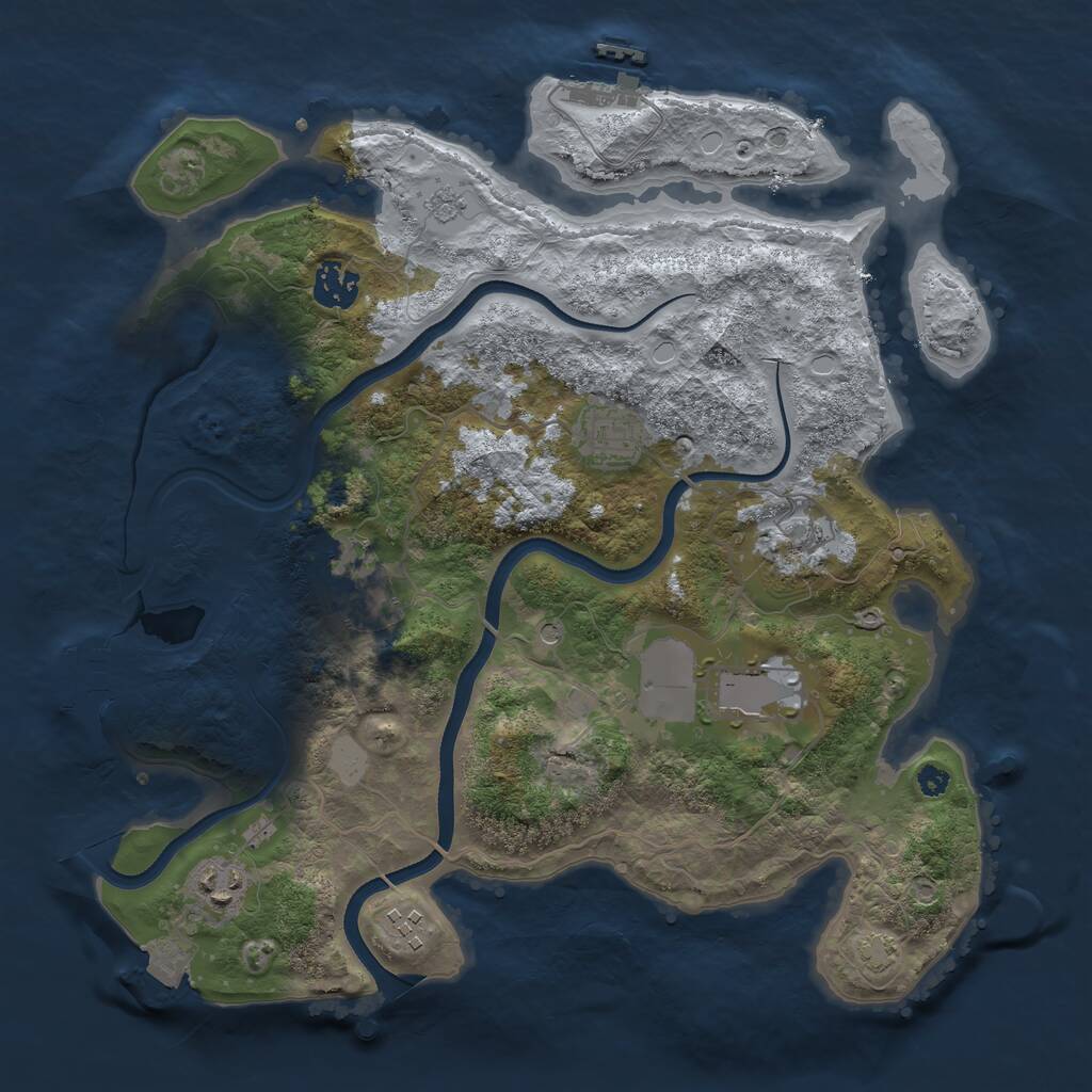 Rust Map: Procedural Map, Size: 3500, Seed: 426781295, 13 Monuments