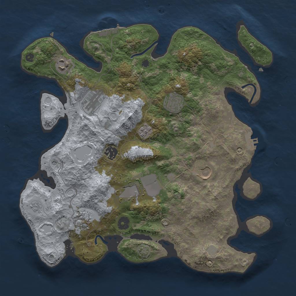 Rust Map: Procedural Map, Size: 3500, Seed: 1175725969, 16 Monuments