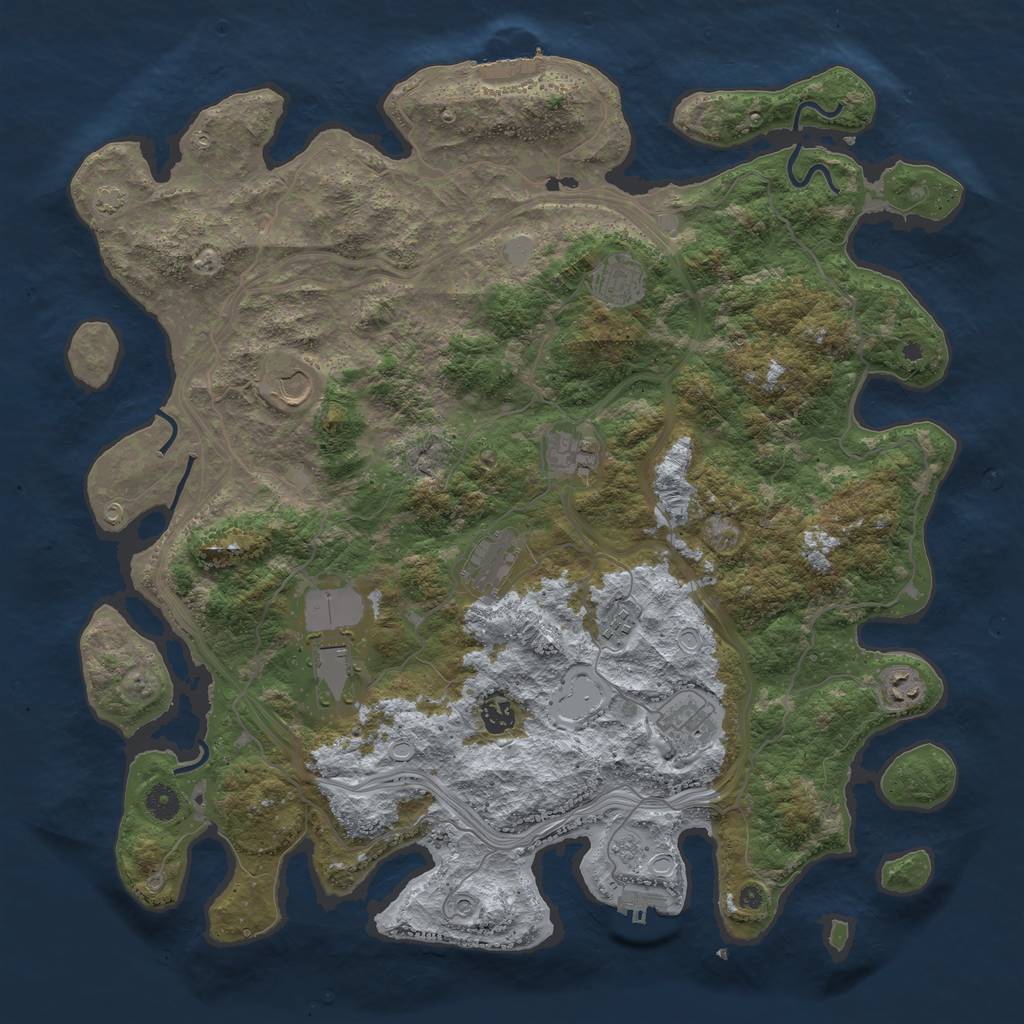 Rust Map: Procedural Map, Size: 4500, Seed: 632071346, 17 Monuments