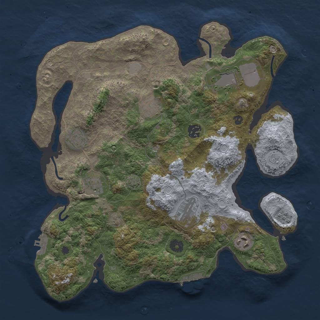 Rust Map: Procedural Map, Size: 3500, Seed: 24139648, 16 Monuments