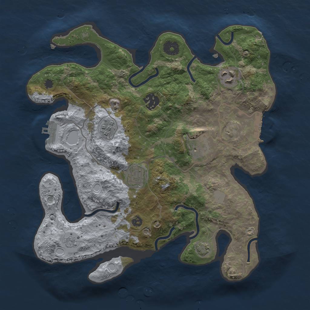 Rust Map: Procedural Map, Size: 3000, Seed: 431925125, 12 Monuments