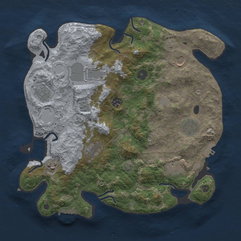 Rust Map: Procedural Map, Size: 3500, Seed: 1498543773, 17 Monuments