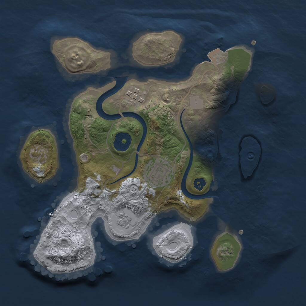 Rust Map: Procedural Map, Size: 2500, Seed: 118234648, 4 Monuments