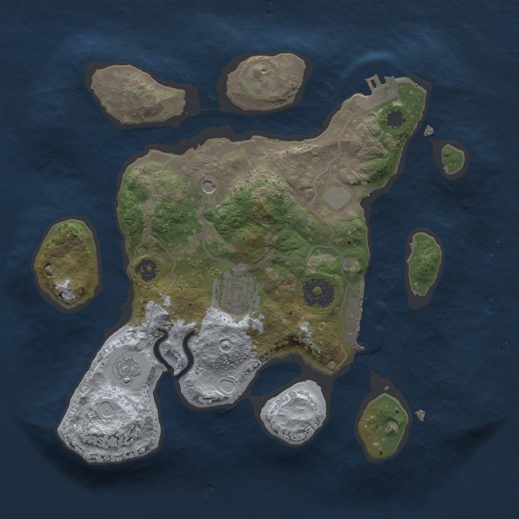 Rust Map: Procedural Map, Size: 2500, Seed: 118234648, 8 Monuments