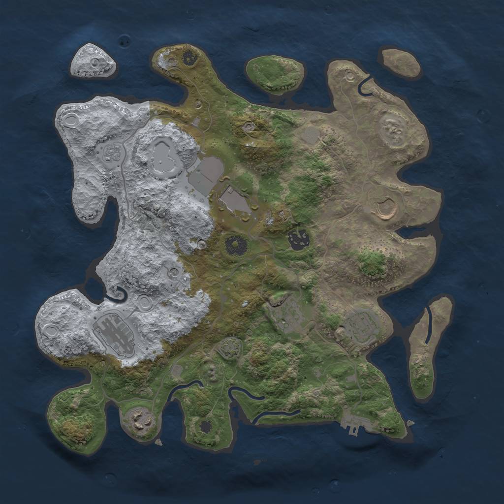 Rust Map: Procedural Map, Size: 3500, Seed: 438593657, 14 Monuments