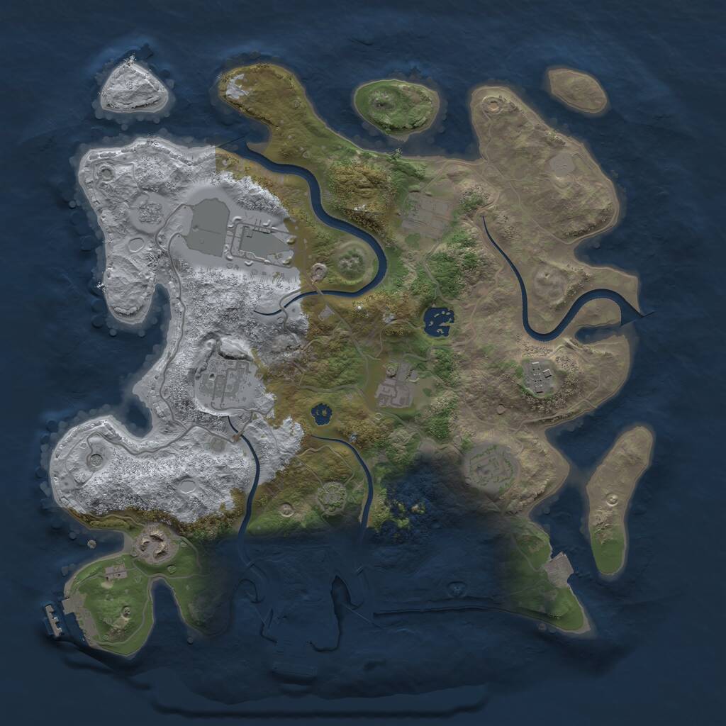 Rust Map: Procedural Map, Size: 3500, Seed: 438593657, 14 Monuments