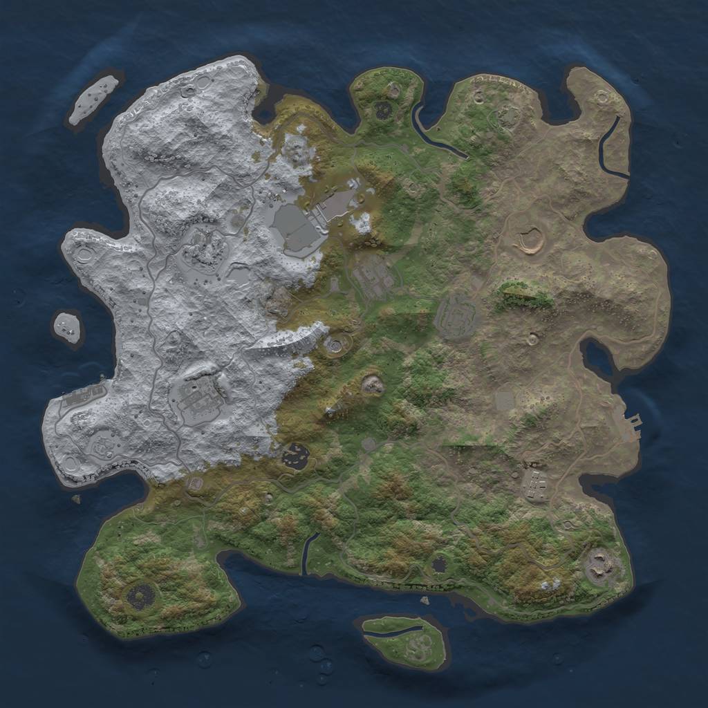 Rust Map: Procedural Map, Size: 4000, Seed: 76798736, 17 Monuments
