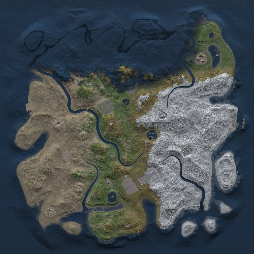 Rust Map: Procedural Map, Size: 3850, Seed: 1417316306, 12 Monuments