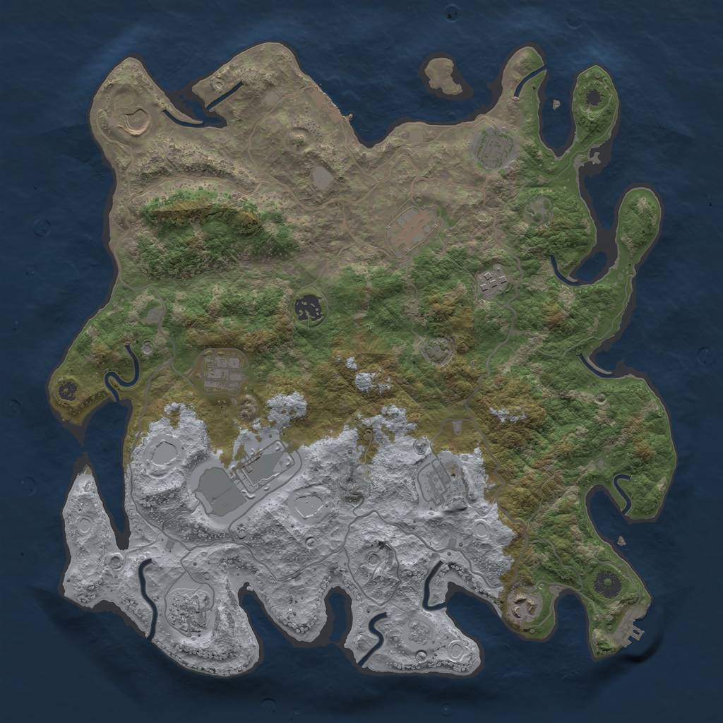 Rust Map: Procedural Map, Size: 4000, Seed: 1821162712, 18 Monuments