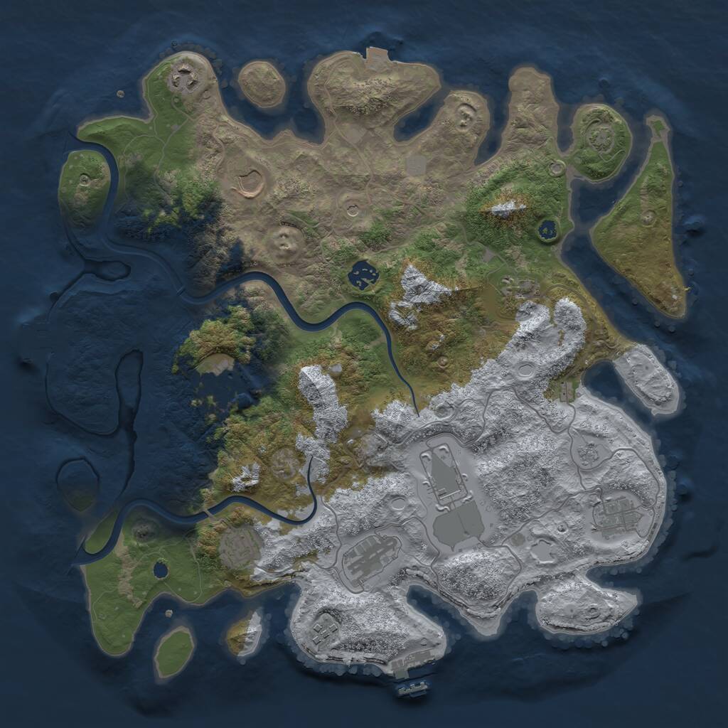 Rust Map: Procedural Map, Size: 3900, Seed: 45281348, 16 Monuments