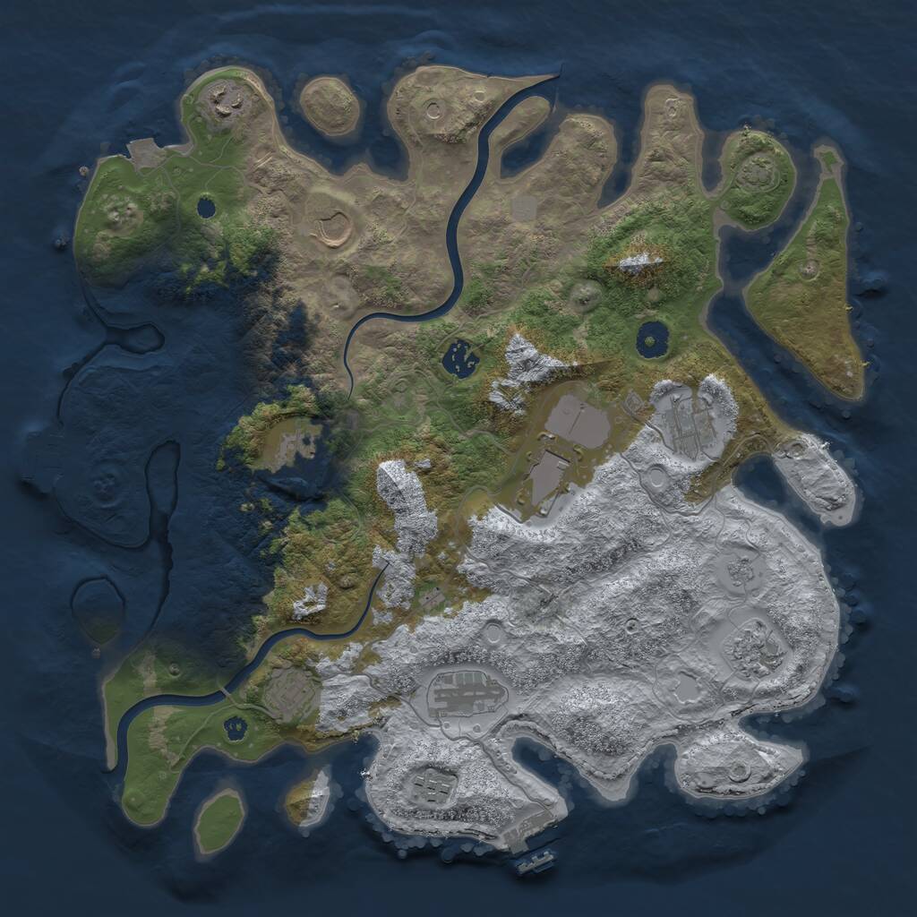 Rust Map: Procedural Map, Size: 3900, Seed: 45281348, 16 Monuments