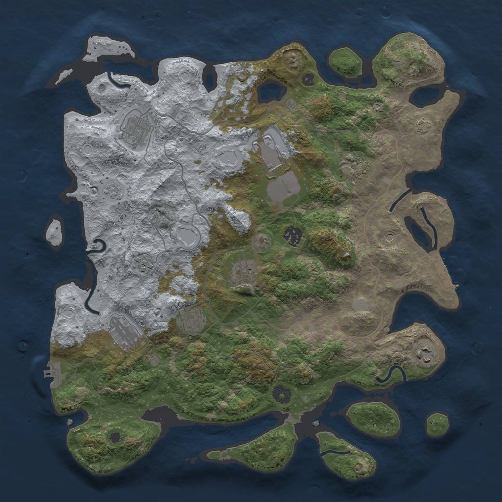 Rust Map: Procedural Map, Size: 4000, Seed: 1333571650, 17 Monuments