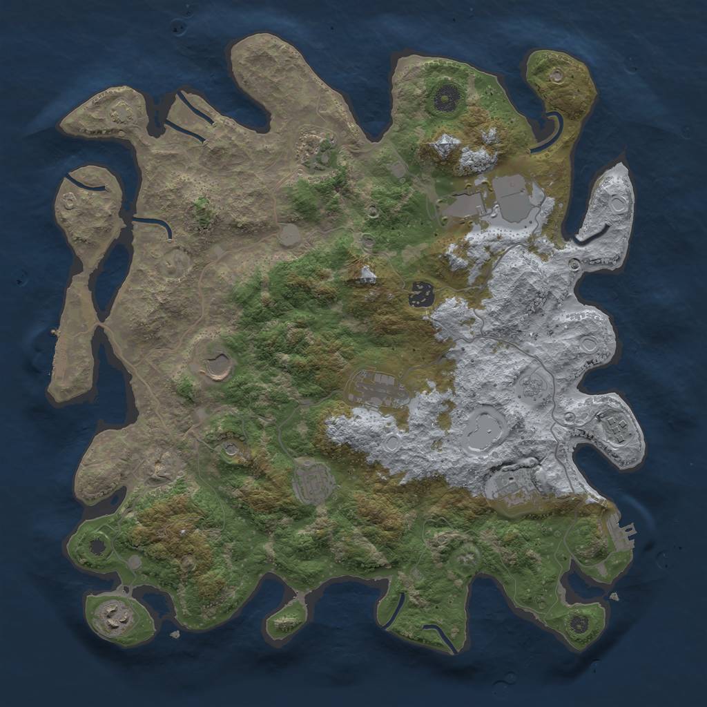 Rust Map: Procedural Map, Size: 3950, Seed: 11961479, 17 Monuments