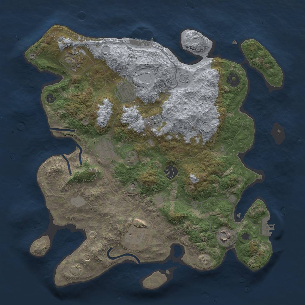Rust Map: Procedural Map, Size: 3400, Seed: 54372598, 15 Monuments