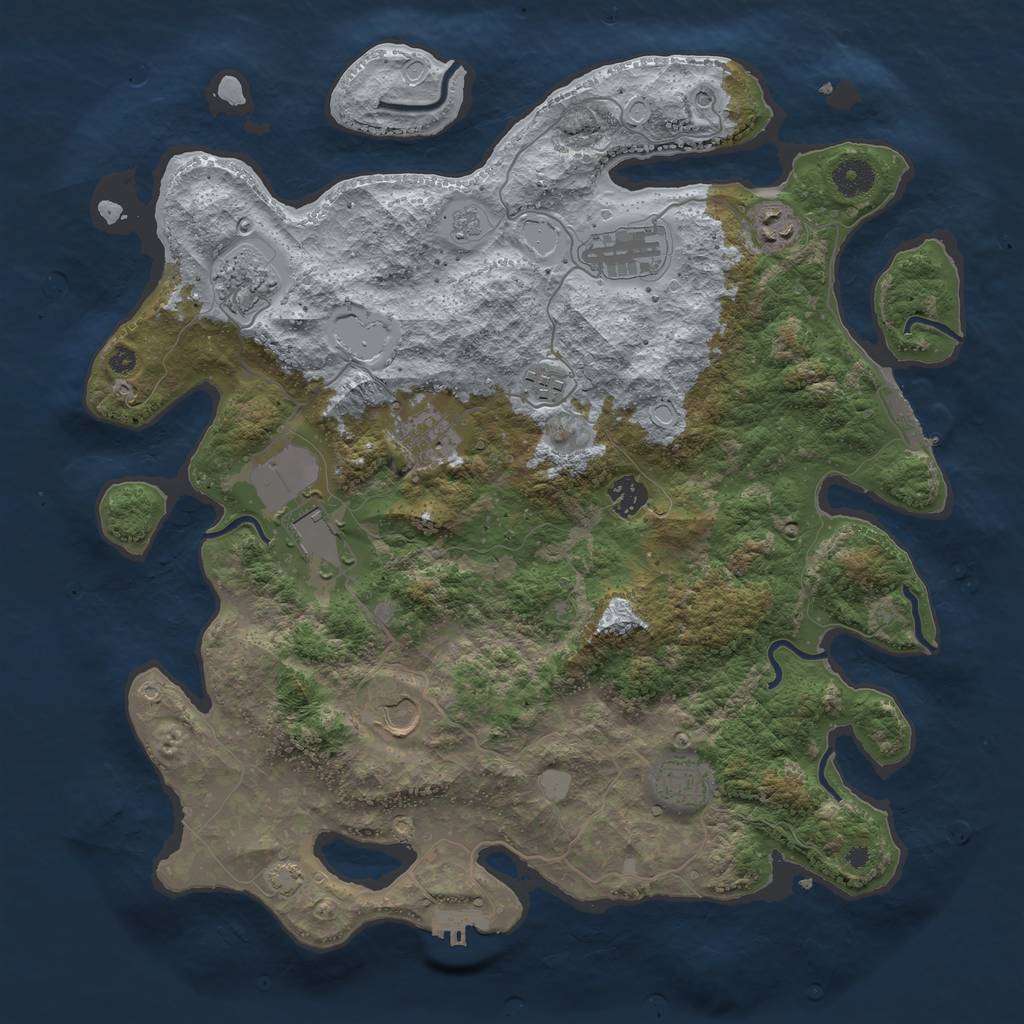 Rust Map: Procedural Map, Size: 3950, Seed: 59386545, 17 Monuments
