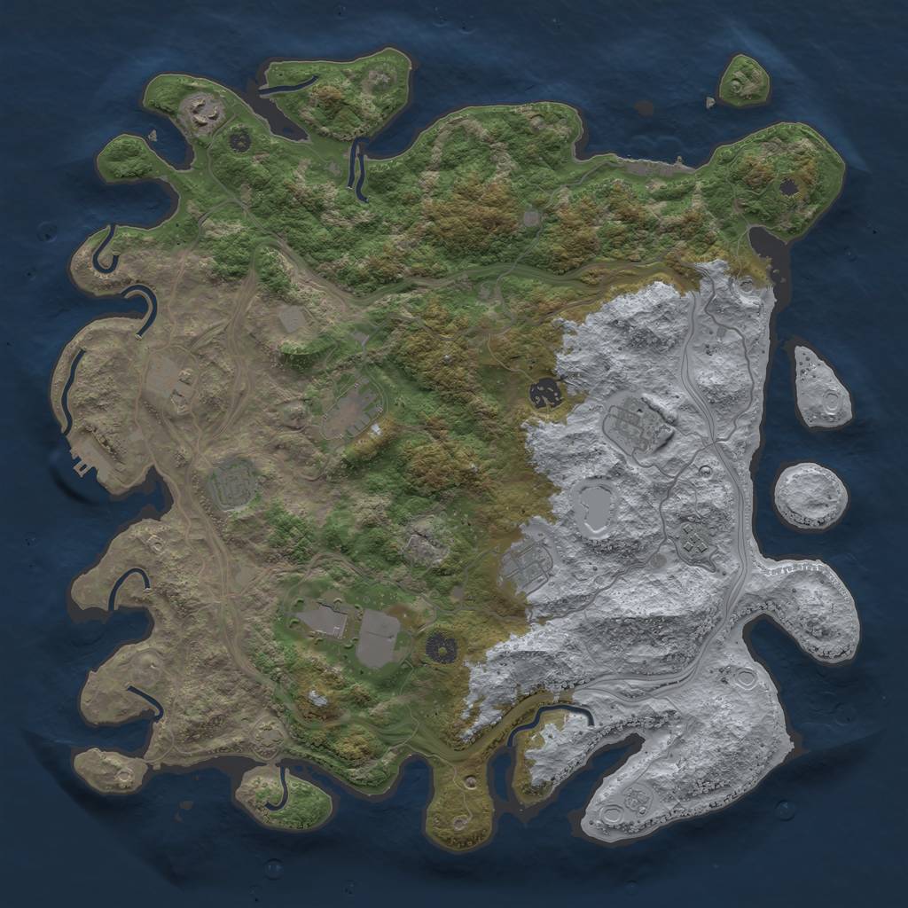 Rust Map: Procedural Map, Size: 4300, Seed: 2993774, 17 Monuments