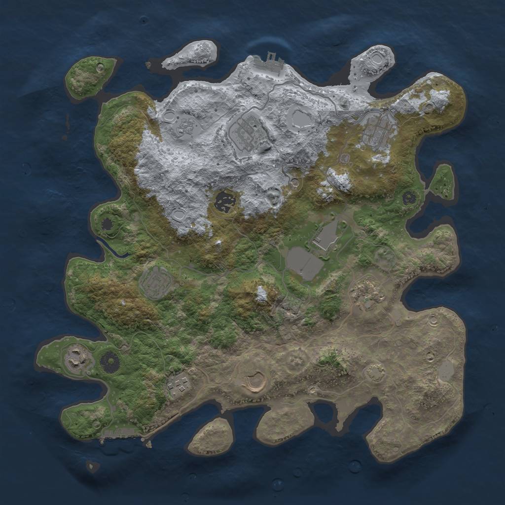 Rust Map: Procedural Map, Size: 3700, Seed: 35395934, 17 Monuments